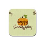 Happy Thanksgiving Pumpkin Rubber Coaster (Square)