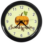 Happy Thanksgiving Pumpkin Wall Clock (Black)