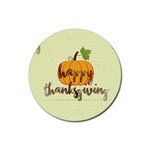 Happy Thanksgiving Pumpkin Rubber Coaster (Round)