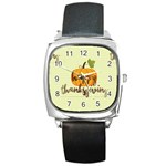 Happy Thanksgiving Pumpkin Square Metal Watch