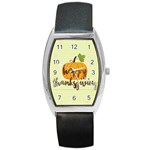 Happy Thanksgiving Pumpkin Barrel Style Metal Watch