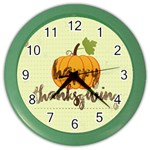 Happy Thanksgiving Pumpkin Color Wall Clock