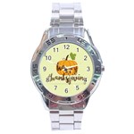 Happy Thanksgiving Pumpkin Stainless Steel Analogue Watch