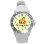 Happy Thanksgiving Pumpkin Round Plastic Sport Watch (L)