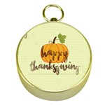 Happy Thanksgiving Pumpkin Gold Compass