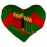 Christmas Kwanzaa Large 19  Premium Heart Shape Cushion