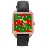 Christmas Kwanzaa Rose Gold Leather Watch 