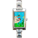 santa sloth Rectangle Italian Charm Watch