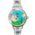 santa sloth Round Italian Charm Watch