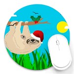 santa sloth Round Mousepad