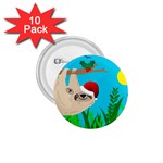 santa sloth 1.75  Button (10 pack) 