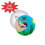 santa sloth 1.75  Button (100 pack) 