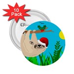 santa sloth 2.25  Button (10 pack)