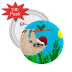 santa sloth 2.25  Button (100 pack)