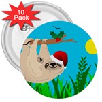 santa sloth 3  Button (10 pack)