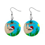 santa sloth 1  Button Earrings