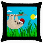 santa sloth Throw Pillow Case (Black)