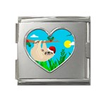 santa sloth Mega Link Heart Italian Charm (18mm)