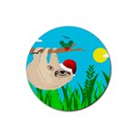 santa sloth Rubber Round Coaster (4 pack)