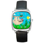 santa sloth Square Metal Watch