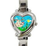 santa sloth Heart Italian Charm Watch