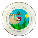 santa sloth Porcelain Plate