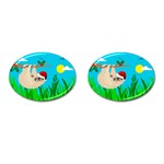 santa sloth Cufflinks (Oval)