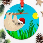 santa sloth Round Ornament (Two Sides)