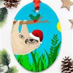 santa sloth Oval Ornament (Two Sides)