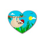 santa sloth Rubber Heart Coaster (4 pack)