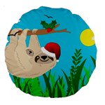 santa sloth Large 18  Premium Round Cushion 