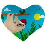 santa sloth Large 19  Premium Heart Shape Cushion