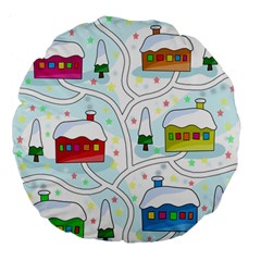 Winter magical landscape Large 18  Premium Flano Round Cushions from ArtsNow.com Back