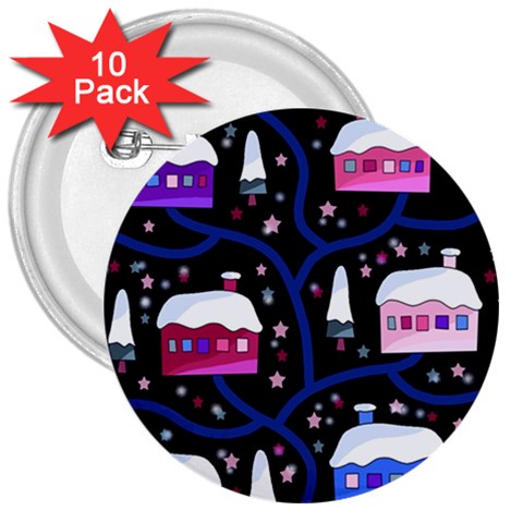 Magical Xmas night 3  Buttons (10 pack)  from ArtsNow.com Front