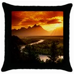 Scenic Wyoming Throw Pillow Case (Black)