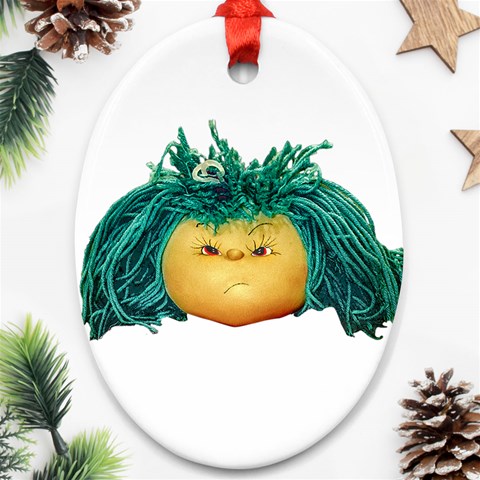 Angry Girl Doll Ornament (Oval)  from ArtsNow.com Front