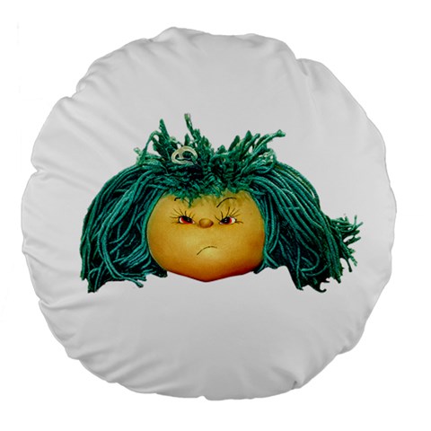 Angry Girl Doll Large 18  Premium Flano Round Cushions from ArtsNow.com Front