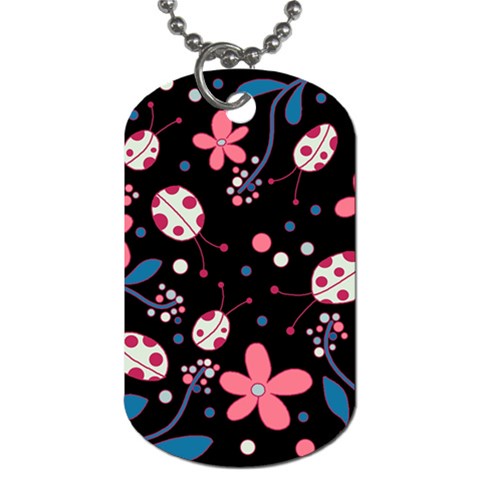 Pink ladybugs and flowers  Dog Tag (One Side) from ArtsNow.com Front