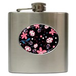 Pink ladybugs and flowers  Hip Flask (6 oz)