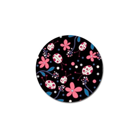 Pink ladybugs and flowers  Golf Ball Marker from ArtsNow.com Front