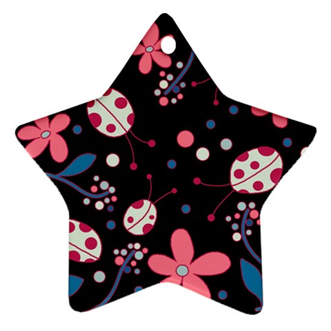 Pink ladybugs and flowers  Star Ornament (Two Sides)  from ArtsNow.com Back