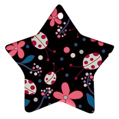 Pink ladybugs and flowers  Star Ornament (Two Sides)  from ArtsNow.com Back