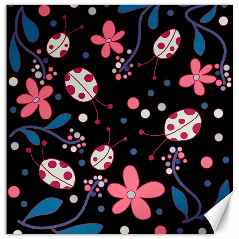 Pink ladybugs and flowers  Canvas 20  x 20   from ArtsNow.com 19 x19.27  Canvas - 1