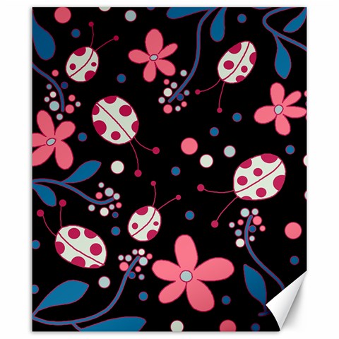 Pink ladybugs and flowers  Canvas 20  x 24   from ArtsNow.com 19.57 x23.15  Canvas - 1