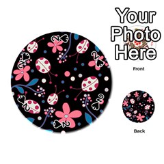 Pink ladybugs and flowers  Playing Cards 54 (Round)  from ArtsNow.com Front - Spade2