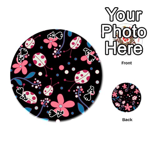 Ace Pink ladybugs and flowers  Playing Cards 54 (Round)  from ArtsNow.com Front - SpadeA