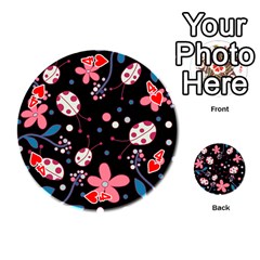 Pink ladybugs and flowers  Playing Cards 54 (Round)  from ArtsNow.com Front - Heart4