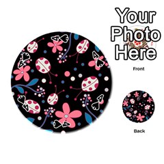 Pink ladybugs and flowers  Playing Cards 54 (Round)  from ArtsNow.com Front - Spade4