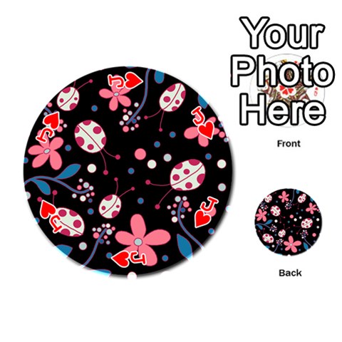 Jack Pink ladybugs and flowers  Playing Cards 54 (Round)  from ArtsNow.com Front - HeartJ