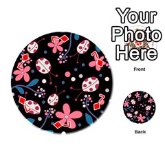 Pink ladybugs and flowers  Playing Cards 54 (Round)  from ArtsNow.com Front - Diamond7